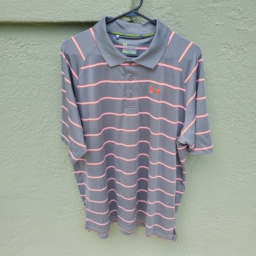Under Armour Loose Heat Gear Polo XL Gray Grey Catalyst Activewear Short Sleeve